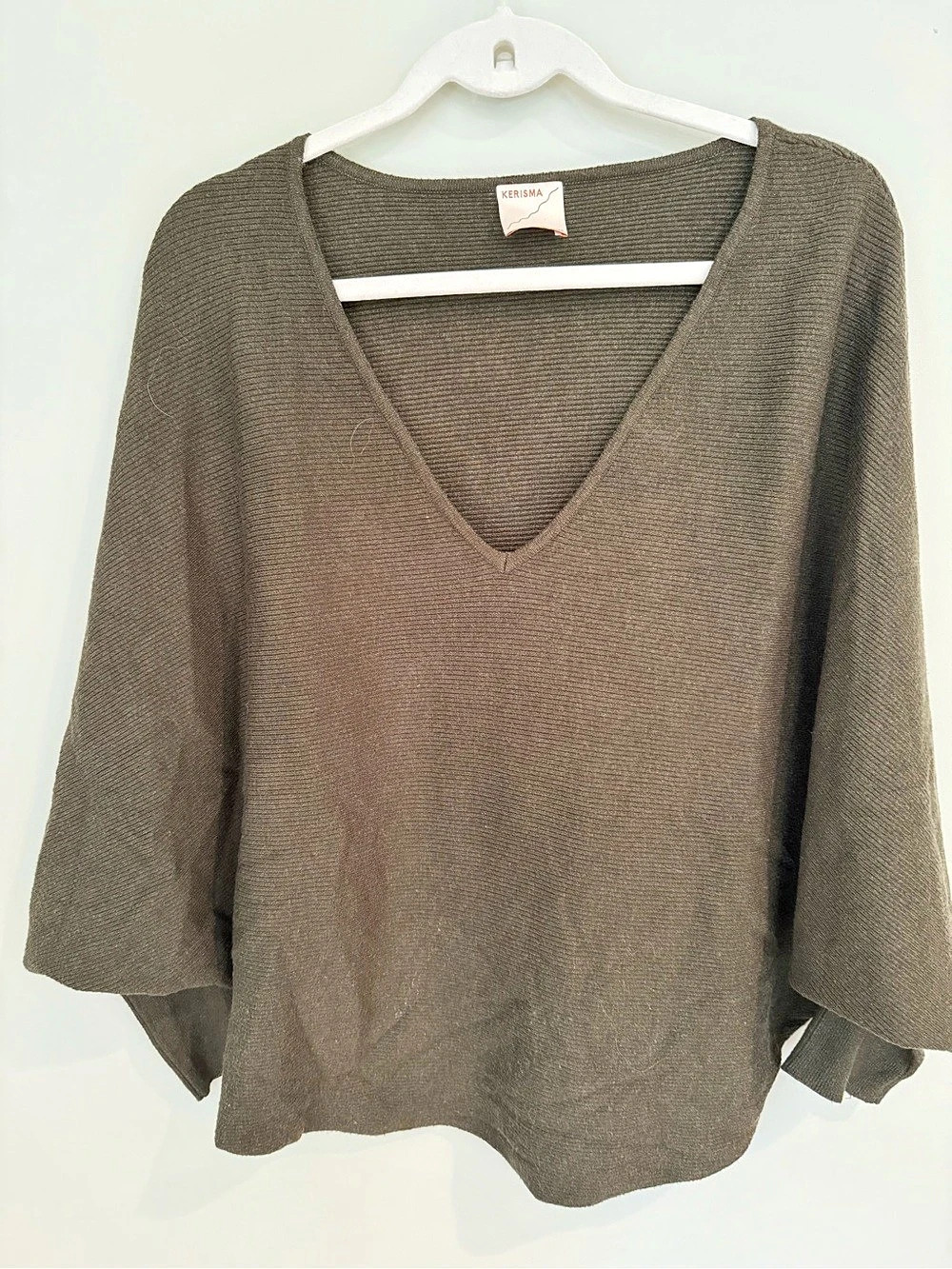 Kerisma Olive Green V-Neck Dolman Sleeve Sweater